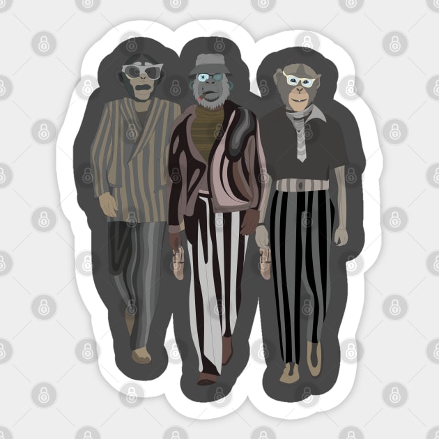 The fashionable chimps Sticker by ROCOCO DESIGNS